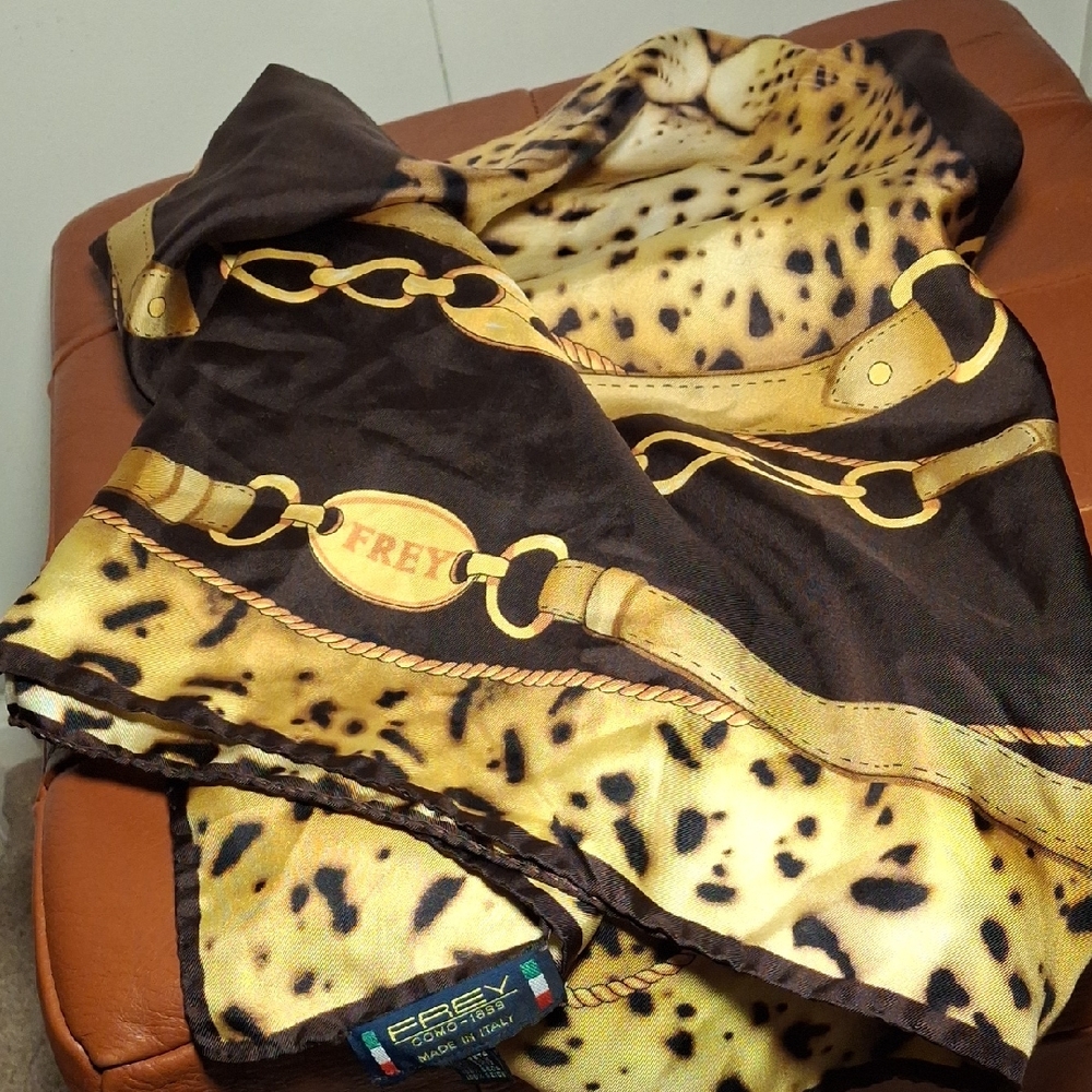 Frey Leopard Print Silk Scarf